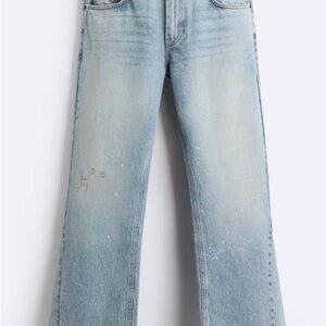 Zara Faded Blue Flared Jeans Denim Trousers
